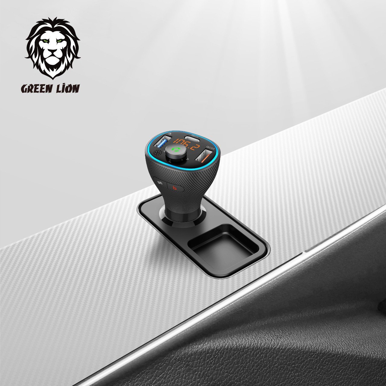 Green Wireless Hands-Free Car Kit with Built-In FM Transmitter