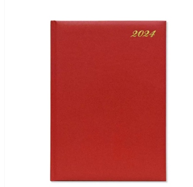 FIS Executive Diary 2024 English/French (1-Week at a glance) Vinyl, 1-Side Padded, Cover, Red - FSDI34E24RE