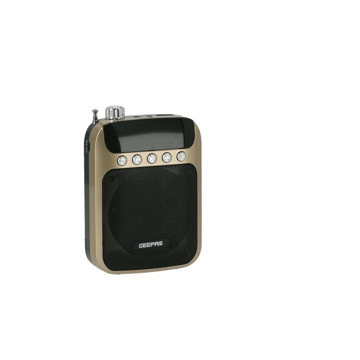 Geepas Rechargeable Mini Speaker - Amplifier With UHF Wireless Microphone Headset, 5W, Portable Rechargeable System | Ideal For Classroom, Meetings, Promotions And Outdoors | 2 Years Warranty