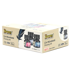 Brons Pack Of 12 Drawing Ink 20 Ml, Red -KRIKBR-319RE