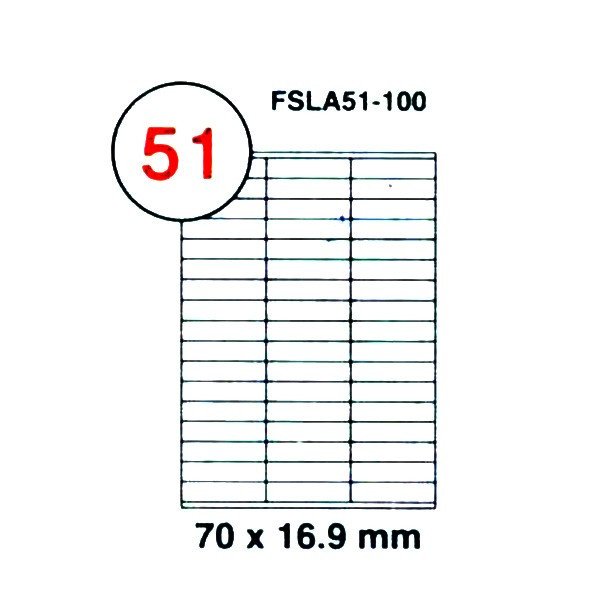 FIS Multipurpose Laser Labels, Colour White, Size 70X16.9MM, (51 Sticker x 100 Sheet) A4 Size, E.U. Origin Material - FSLA51-100