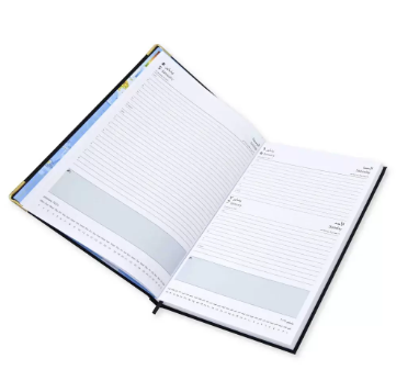 FIS 2024 A4 Diary Arabic/English Vinyl 1-Side Padded Gold Corner Black - FSDI48AEG24BK