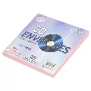 FIS Pack of 25 Color Envelopes, 80 GSM, Glued, Size 125 X 125mm, With Window, Color Pastel Pink