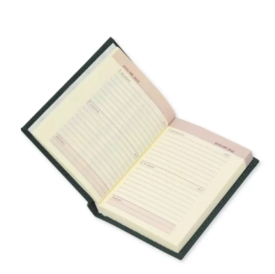 Fis 2024 Pocket Diary Italian Pu English Sewn Cover Green -FSDI11EN24GR