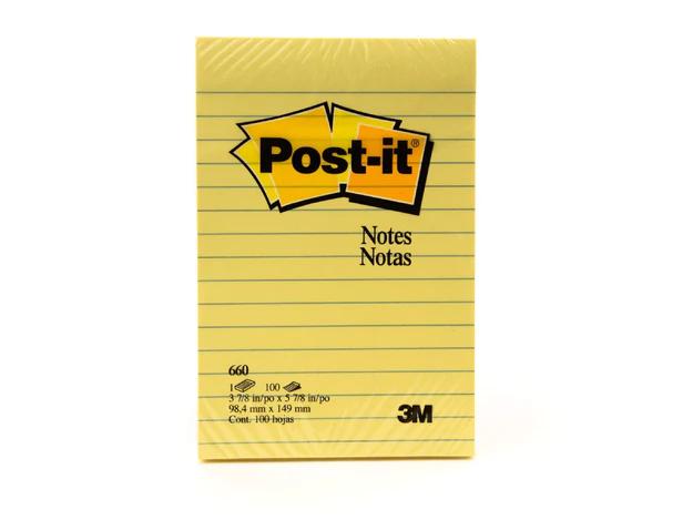 3M Post-It Notes Lined Canary Yellow 660 4inx6in