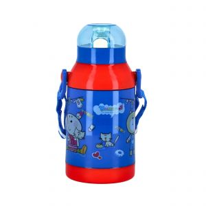 Royalford 500 Ml Water Bottle Kids Water Bottle With Bendy Straw - Plastic - Blue