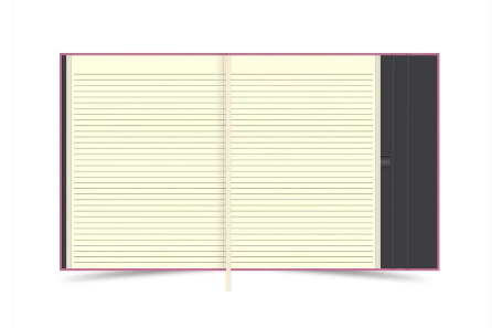 FIS Magnetic Folder Italian PU Cover with Writing Pad, A5 Size, Ivory Paper, Single Ruled, 96 Sheets with Gift Box, Pink Color - FSMFEXNBA5PI