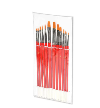 12-Piece Artmate Artist Brush, Flat Assorted - JIAB448-12