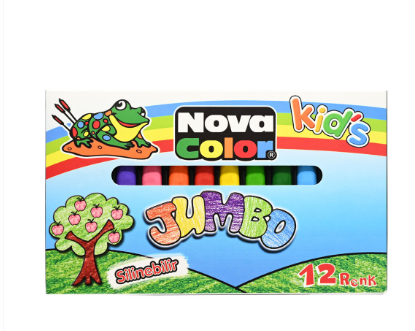 Nova Color Crayons Set Of 12 Colors (Blue,Green,Yellow,Red,Brown,Light Green,Light Blue,Purple, Orange,Black, Pink And Violet) -KRCRNC-2124