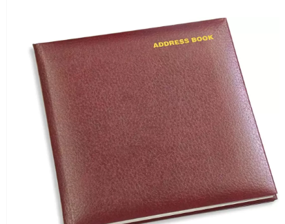 FIS Golden Address Books English Bonded Leather 3 Sides Gilded, 64 Sheets, 165 x 165 mm - FSAD165X165EG