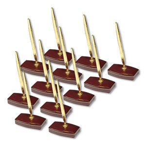 FIS Executive Conference Room Set of Bonded Leather Desk Blotter, Coaster and Pen Holder with Pen - Burgundy-FSDSCONFRSETBU