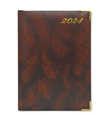 FIS Diary 2024 English (Saturday & Sunday Combined) A5, Brown - FSDI92E24BR