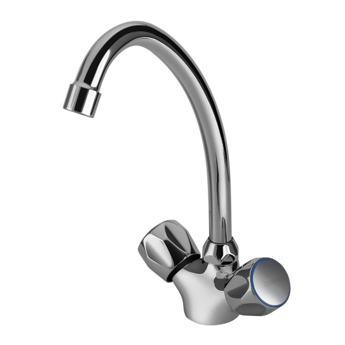 Geepas GSW61024 Centre Hole Basin Mixer Made Of Strong And Durable Solid Brass, Square Bathroom Taps With Independent Hoses Made For Hot And Cold Water