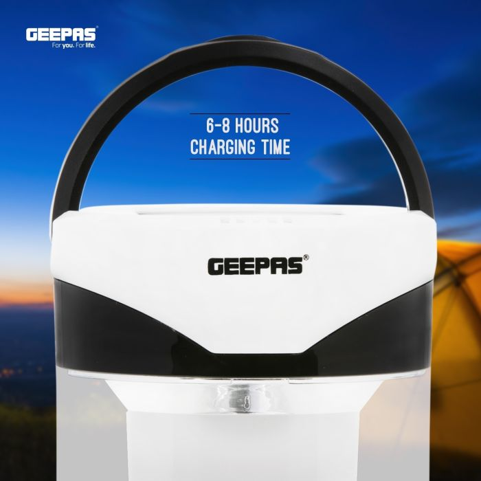 Geepas Rechargeable Solar LED Lantern| Multi-Functional Camping Emergency Lantern | Environmental-Friendly Solar Lantern, 25 Hours (Low Light) Working| Perfect For Power Outages | 2 Years Warranty