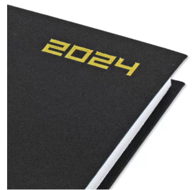 Fis 2024 A5 Diary,Vinyl, English Hard Cover Black -FSDI21E24BK