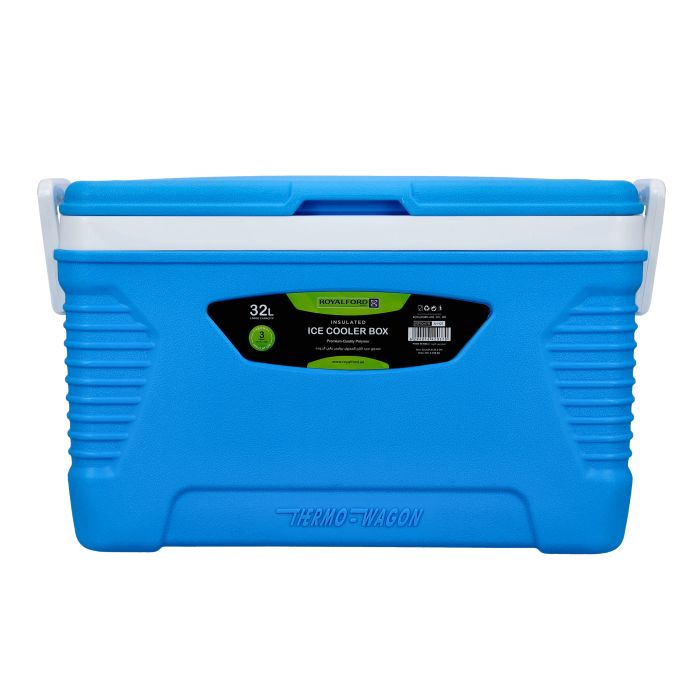 Insulated Ice Cooler Box, 32L Portable Ice Chest, RF10479 | 3 Layer PP-PU-HDPE | Premium Quality Polymer | Thermal Insulation | Camping Cooler Ice Box For BBQs, Outdoor Activities