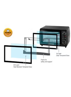Electric Oven Multifunction With Double Glass And Rotisserie For Toasting/Baking/Broiling, 19 L 1380 W ,TRO19RDG-B5 ,Black