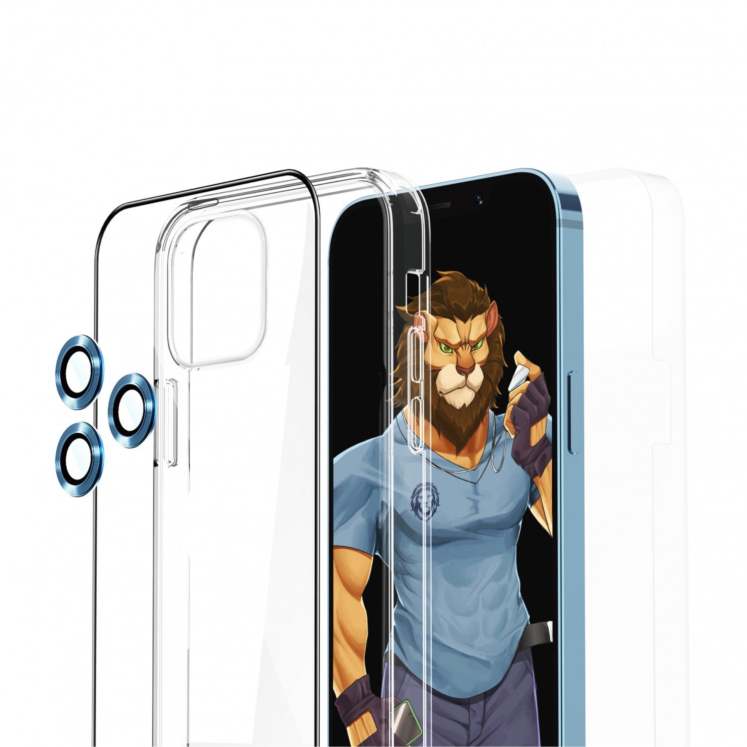 Green 4 in 1 360° Protection Pack for iPhone 12 Pro Max ( 6.7" ) -Assorted colour