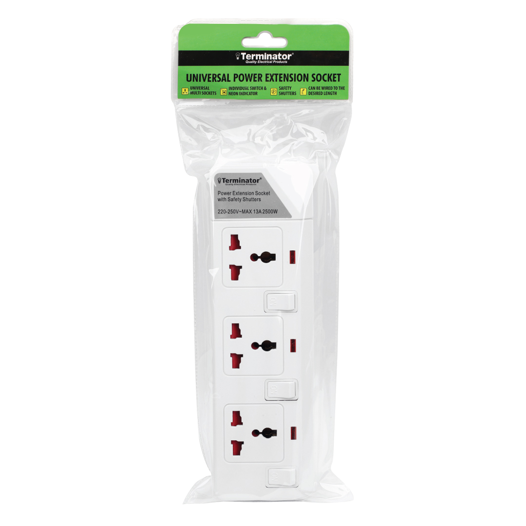 3 Way Universal Power Extension Socket