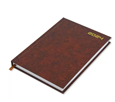 Fis 2024 A5 Diary,Vinyl, English Hard Cover Maroon -FSDI21E24MR