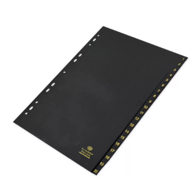 Pack of 20 Pieces 1-20 A4 Index Dividers Black