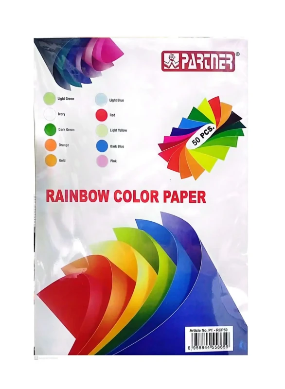 Partner Rainbow Color Paper 50-Piece