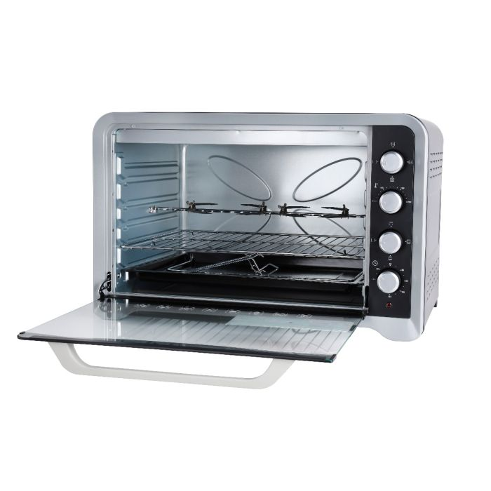 Geepas GO34027 Electric Oven With Rotisserie & Convection 100L - 2800W 4 Function, 4 Heat Selection With 120 Min Timer With Bell | Ideal For Baking, Roasting , Grill & More | 2 Years Warranty