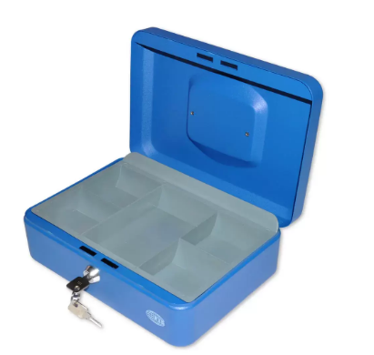 FIS Cash Box with Key 10 Inch, Matt Finish Blue Color - FSCPTS0025BL