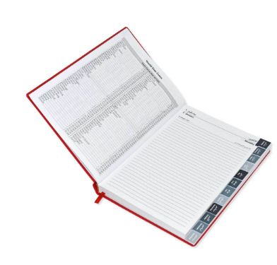 FIS 2024 Agenda Diary Arabic/English Left Side Opening with 12 Months Index, PVC Hard Cover Red - FSDI63AEL24RE