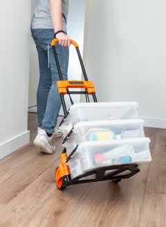 BLACK+DECKER Folding Hand Truck with Folding Basket, 90 Kg Carry Capacity, Folds & Open in Seconds, Compact Design for Easy Storage