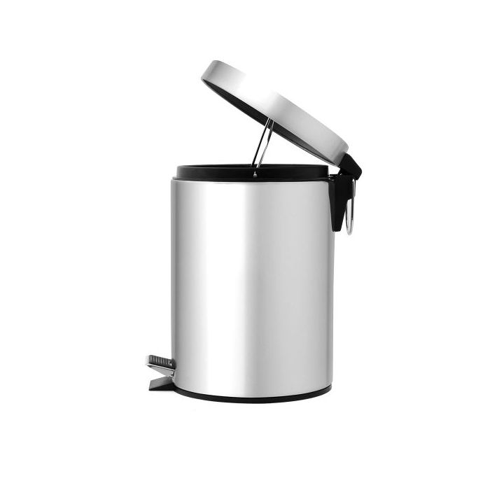 Royalford RF5126 Stainless Steel Pedal Bin, 7L | Kitchen Pedal Trash Bin | Stainless Steel Rubbish Bin With Soft Close Lid, Foot Pedal, Flat Lid & Strong Plastic Inner Bucket | Fingerprint Proof & Rus