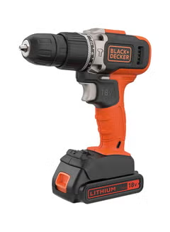 Cordless Hammer Drill With 2 Batteries (1.5Ah Li-Ion) And Charger In Kitbox 18V BCD003C2K-GB Orange/Black