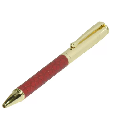 FIS Gold Pens with Embossed Italian PU Wrapper and Gift Box, Maroon Colour - FSPNGPUMRD4