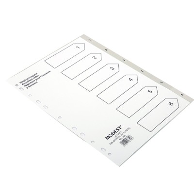 DIVIDER 1-6 Tab PVC Grey