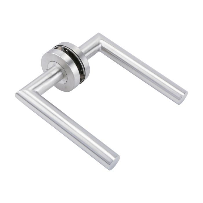 Geepas Mortise Rosette Straight Tubular Handle 19mm - Door Handles | Firm Grasp | Rotate Door Lock | Interior | Satin Nickel Finish | 304 Stainless Steel | Premium Quality For All Internal Doors