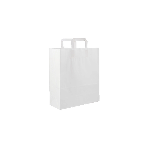 White Flat Handle Paper Bag 32x12x34 Cm 100Pieces