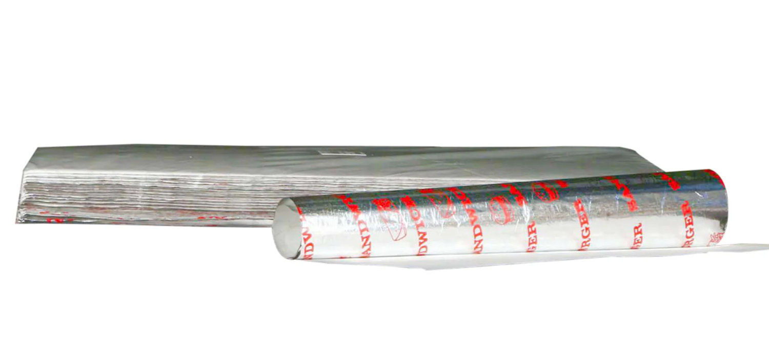 Aluminium Burger Foil Wrap Printed 25x35cm 2000 Pieces
