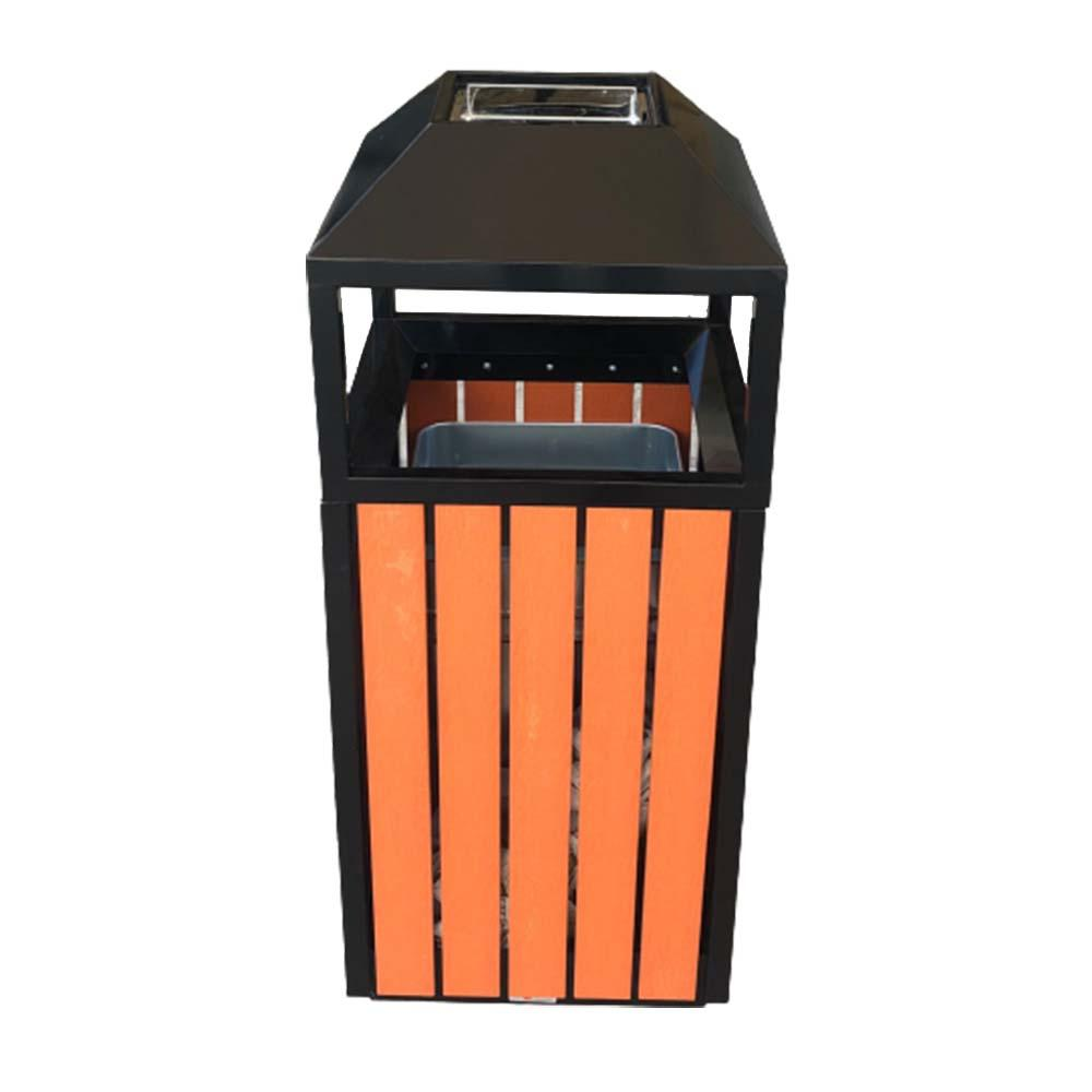 AKC Metal Ashtray Bin with Plastic Wood Bar | 17.2 LTRS