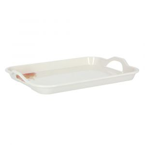 Royalford Melamine Flower Carnival Handle Tray - Melamine - White - 175 INCH