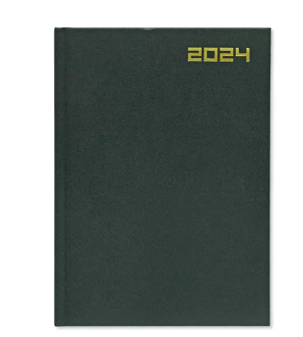 Fis 2024 A5 Diary,Vinyl, English Hard Cover Green -FSDI21E24GR