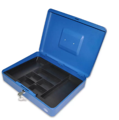 FIS Cash Box, Steel Blue Color with key lock, 370 x 280 x 90 mm, 14.5 inch Lock Size - FSCPTS0001BL