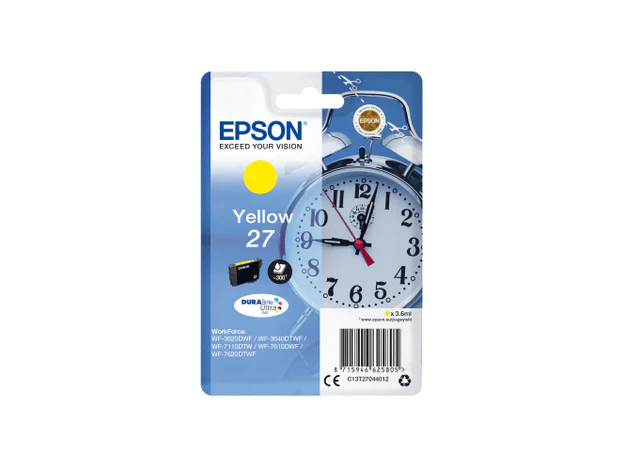 Epson Singlepack Yellow 27 DURABrite Ultra Ink C13T27044012