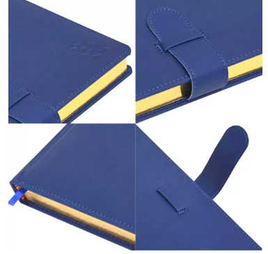 FIS Golden Agenda Diary 2024 (Arabic/English) Italian PU, 1-Side Padded, Blue - FSDI75AEPG24BL