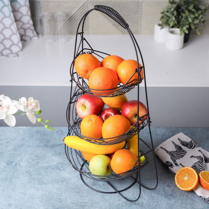 Fruit Basket, 3 Layer Hammock Design Basket, RF11133 | Vegetables Countertop Bowl Storage | Detachable Bread, Snacks Baskets Holder | Large Capacity Fruit Tray