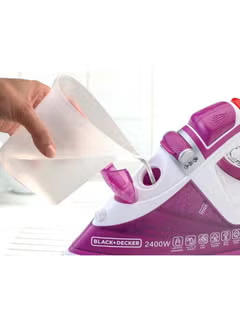 Steam Iron with Ceramic Soleplate,/Anti-Drip/Anti-Calc/Auto Shut-Of,f/Self Clean Function ,320.0 m,l 2400.0 W X2450-B5 Purple/White.