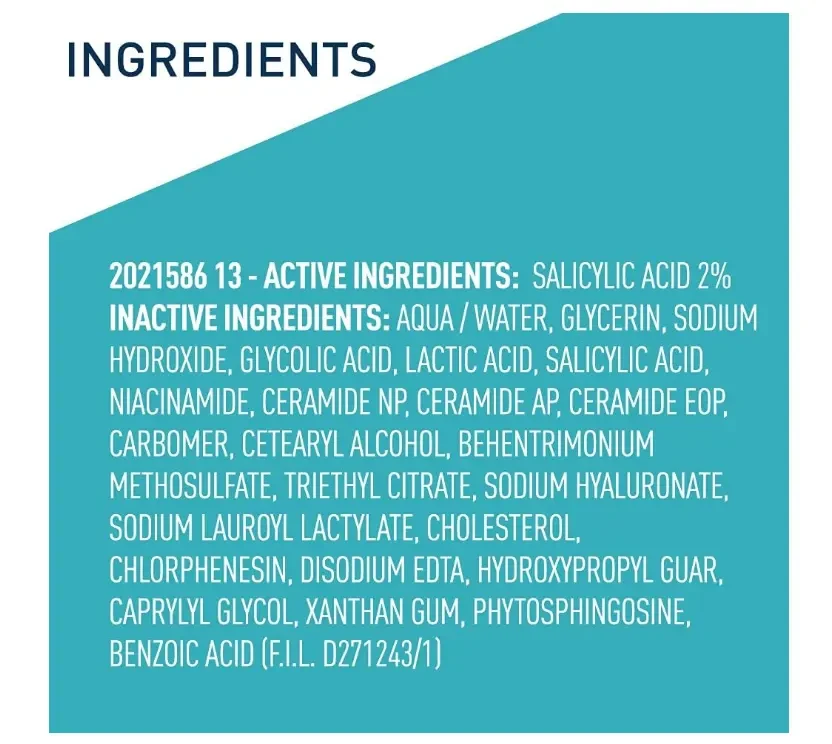 CeraVe Salicylic Acid Acne Treatment with Glycolic Acid and Lactic Acid | AHA/BHA Acne Gel for Face to Control and Clear Breakouts 40ml
