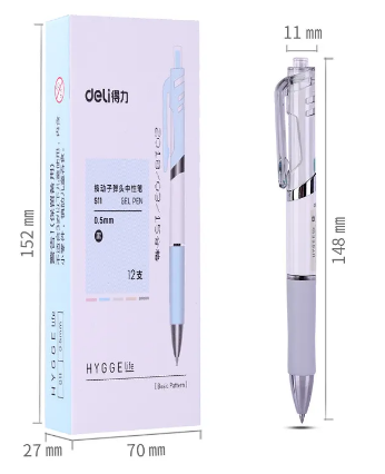 12pcs/lot DELI S11 Gel Pen Press-style Black Gel Pen Student Exam Gel Pen 0.5mm Office School Writing Supplies