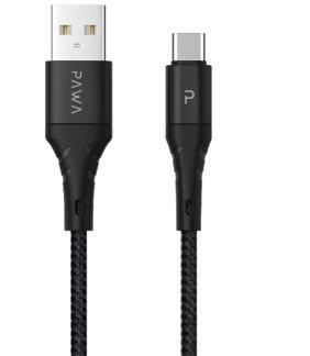 Pawa Nylon Braided 3A Data & Quick Charging Type-C Cable-black