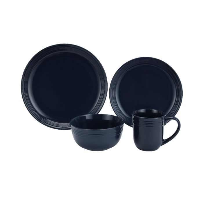 Royalford 16 Piece Stoneware Dinner Set- RF11262| Includes Dinner Plates, Salad Plates, Salad Bowls And Mugs| Dishwasher-Safe, Microwave-Safe And Freezer-Safe| Eco-Friendly And Food-Grade| Blue