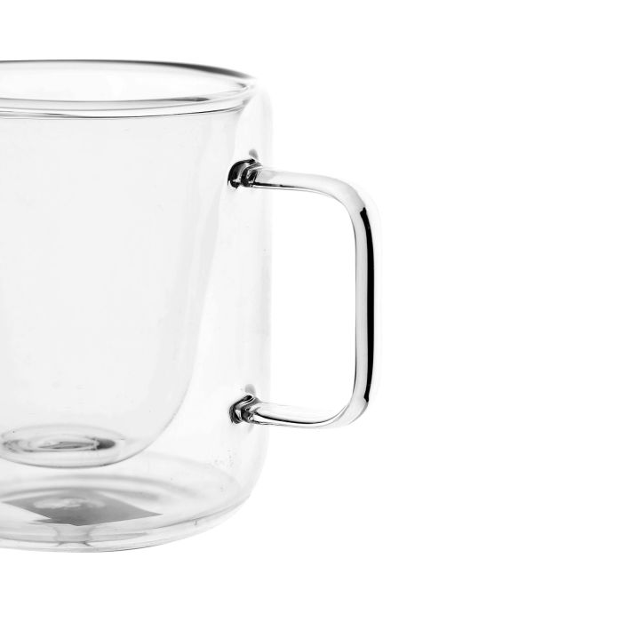 Double Wall Cup Set, 200ml Borosilicate Glass Cup, RF10571 | 2pcs Clear Glass Coffee Cups | Insulated Coffee Glass, Cappuccino Cups, Tea Cups, Latte Cups, Beverage Glasses